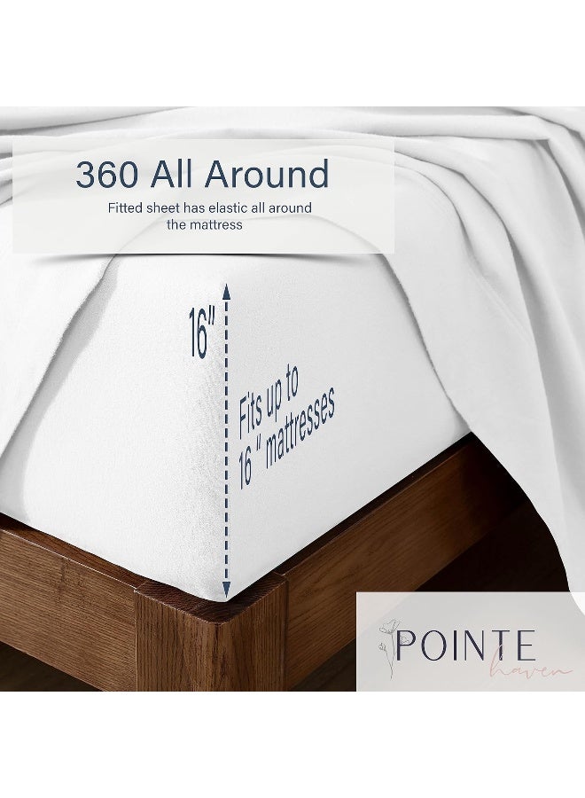 Pointehaven Heavy Weight Flannel Cotton Sheet Set, King, Snow Flakes - Image 5